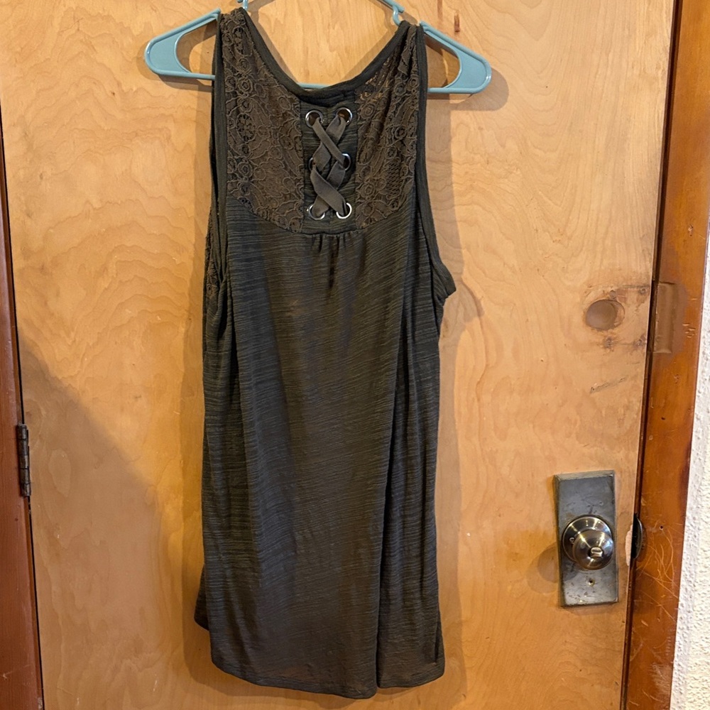 Maurices Brown Lace-Detail Tank Top - Picture 2 of 4